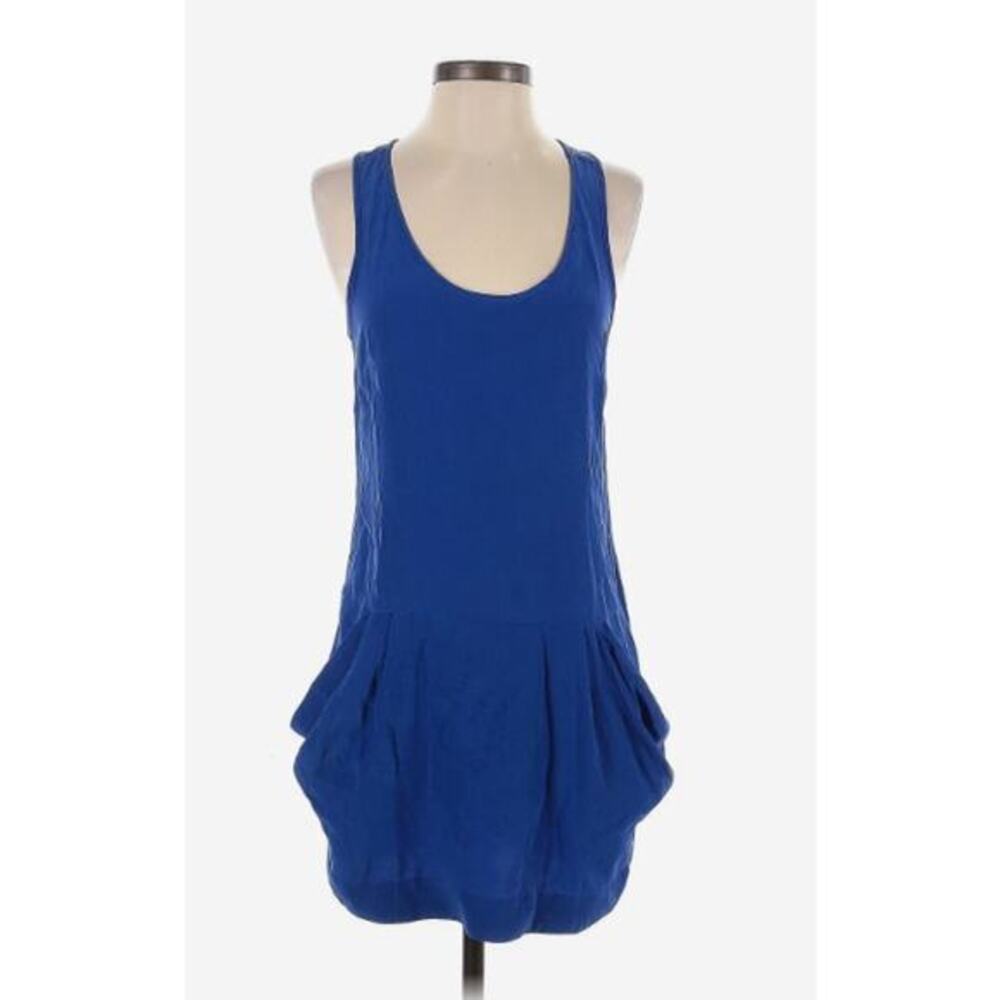 Loeffler Randall Silk Drop Waist Mini Dress Royal Blue Racerback Size 6
